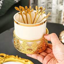 一套塑料和不锈钢水果、甜点、咖啡勺餐具套装，适合婚礼、派对、送礼、生日等场合。 - 彩色 - 查看 6