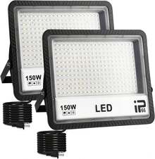 OUSIDE 2 PCS 150W Reflectores Led Exteriores,con Interruptor, IP65 Water Proof, para Jardines, Terrazas, Gimnasios, Piscinas, Canchas de baloncesto al aire libre, Garajes, Fábricas - 100.0 Vatios - Ver 12