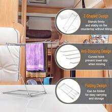 Kitchen Towel Holder Stand, 4-Arm Dish Towel Holder Countertop Towel Drying Rack For Bathroom, Free Standing Hand Towel Stand Washcloth Dish Cloth Drying Rack, Z-Shaped Folding Hanging Towel Bar Stand{"Size_name":"1Pack"} - 1 gói - Xem 5