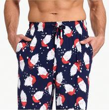Mens Pajama Pants - Viscose Made From Bamboo, Soft Sleep Pants Comfy Drawstring Lounge Bottom With Pockets Sweatpantshalloween - Santa Claus Navy - View 4