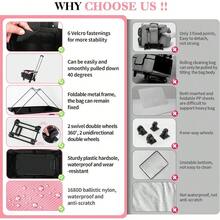 Rolling Cleaning Caddy Cleaning Plies Organizer With Trolley Wearable Cleaning Tote Bag On Wheels With Hard Bottom Cleaning Carts For Housekeepers/Home/Car/Office/Picnic Pink - Pink - View 3