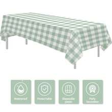 Sage Green Gingham Party Tablecloth Decorations 3 Pack Green Checkered Disposable Plaid Party Supplies Tablecover For Birthday Baby Shower Bridal Wedding 55in X 86in