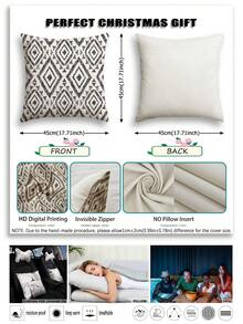 4pcs Modern Geometric Pattern Pillow Covers, Decorative Geometric Line Throw Pillow Cases, Vintage Linen Material, Hidden Zipper Closure, Machine Washable, Minimalist Stylish Line Design, Suitable For Home Decor, Sofa, Living Room, Bedroom, Car, Outdoor Cushion Covers, No Pillow Insert - Deep Seagull Gray - View 7
