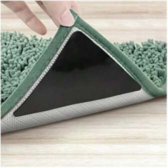 4 / 8 / 12 Clips reutilizables y lavables para alfombras - Parches antideslizantes para alfombras, cinta adhesiva de doble cara, adecuados para la decoración del hogar en dormitorios, exteriores y porches.