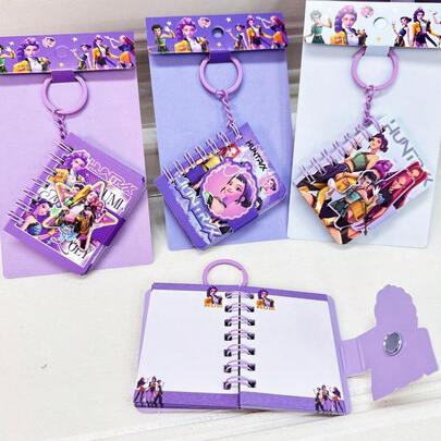 1 Book Cartoon KPOP Demo Hunter Witch Hunting Group Peripheral Student Text Keychain Pendant Book Mini Coil Book, Christmas Gift (Style Random)