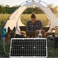 DAINUO 60W Panel solar exterior para acampar, senderismo, pesca en el mar, ciclismo, teléfono móvil, linterna, almacenamiento - 1 juego