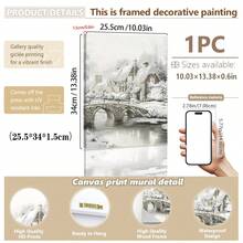 1 件，帆布墙画，带框墙面装饰，复古圣诞老人和圣诞树艺术品，非常适合客厅、卧室或入口处的节日墙面装饰，节日礼物创意，冬季装饰，圣诞节家居装饰，圣诞节