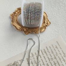 1/2/4mm Shiny Crystal Rhinestone Chain - Glass Beaded Trim, Suitable For DIY Jewelry Making, Sewing, Crafts, Scrapbooking, Fashion Accessories - Great For Dresses, Shoes, Bags, Hats, Gift Wrapping And Party Decorations - Sparkling Rhinestone Appliques For Sewing And Craft Projects