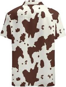 Men's Novelty Button Up Shirt Funky Short Sleeve Party Shirts Casual Hawaiian Beach Shirthalloween - 棕色,白色 - 查看 8