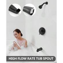 Shower Trim Kit Bathtub Shower Faucet SetVae Included With Shower Head SingleHandle Tub Shower Kit Matte Black - MatteBlack - View 8