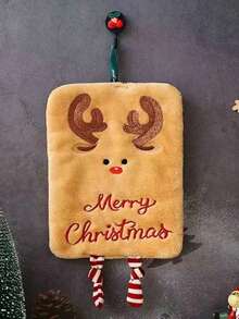 1pc Christmas Hanging Hand Towel For Kitchen, Bathroom, Quick Dry Absorbent Decorative Cloth