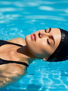 Large Swimming Cap For Long Hair - Designed For Long Hair, Dreadlocks, Weaves, Hair Extensions, Braids, Curls & Afros - Women & Men - Silicone - Black - View 2