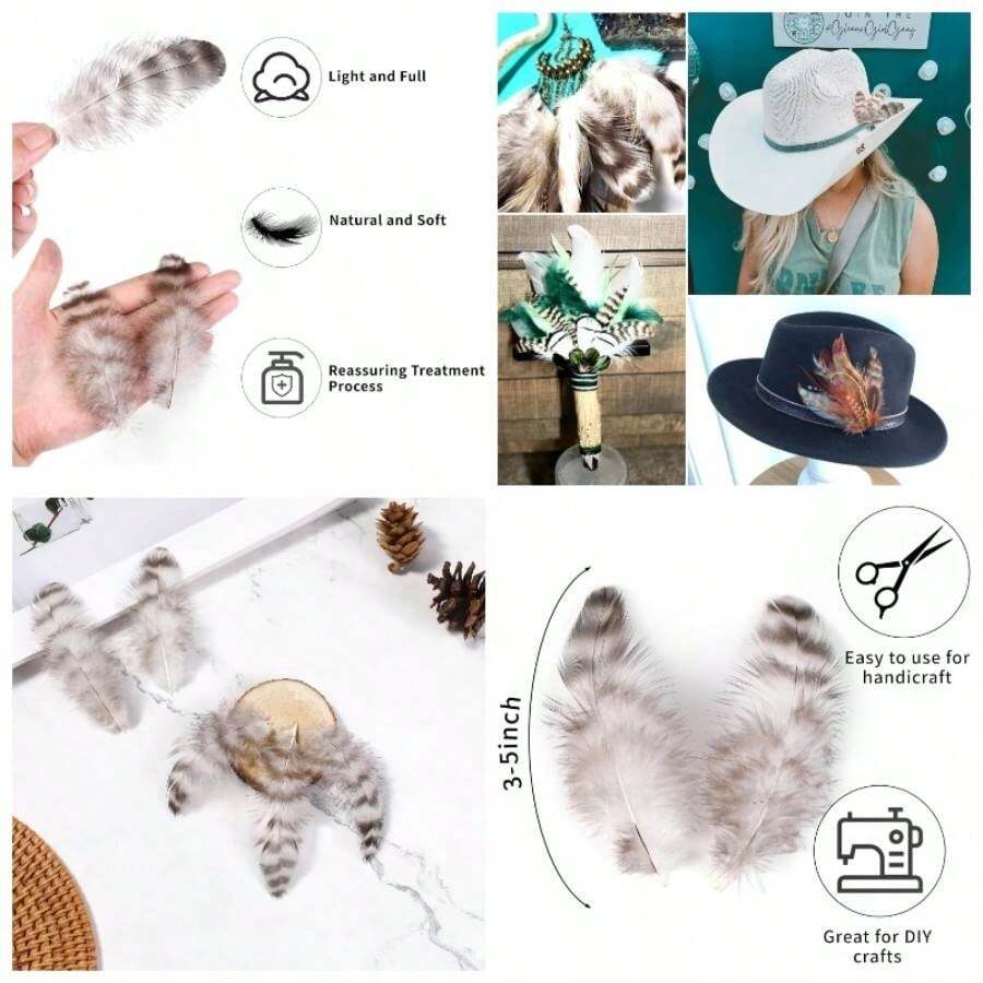 300pcs White Feathers Crafts - 3 - 5inch Feathers Bulk Wedding Home Party, Dream Catcher Supplies And CraftsWhite