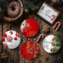 4pcs/8pcs Christmas Themed Coasters, Christmas Pattern Absorbent Pads For Coffee, Drinks, Kitchen, Table, Room, Bar Decor, Holiday Gifts - Multicolor - View 4
