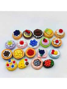 20 piezas (bolsa ciega aleatoria) Comida mixta, juguetes de snacks de simulación creativos, accesorios de resina, adecuados para diversos regalos de fiesta, regalos de Navidad, artilugios