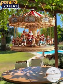 1 pachet de decor agățat cu carusel Moș Crăciun din acrilic glamuros, captator de soare de Crăciun montabil pe perete, decor versatil pentru dormitor, sufragerie, cadou festiv pentru prieteni, familie și cupluri