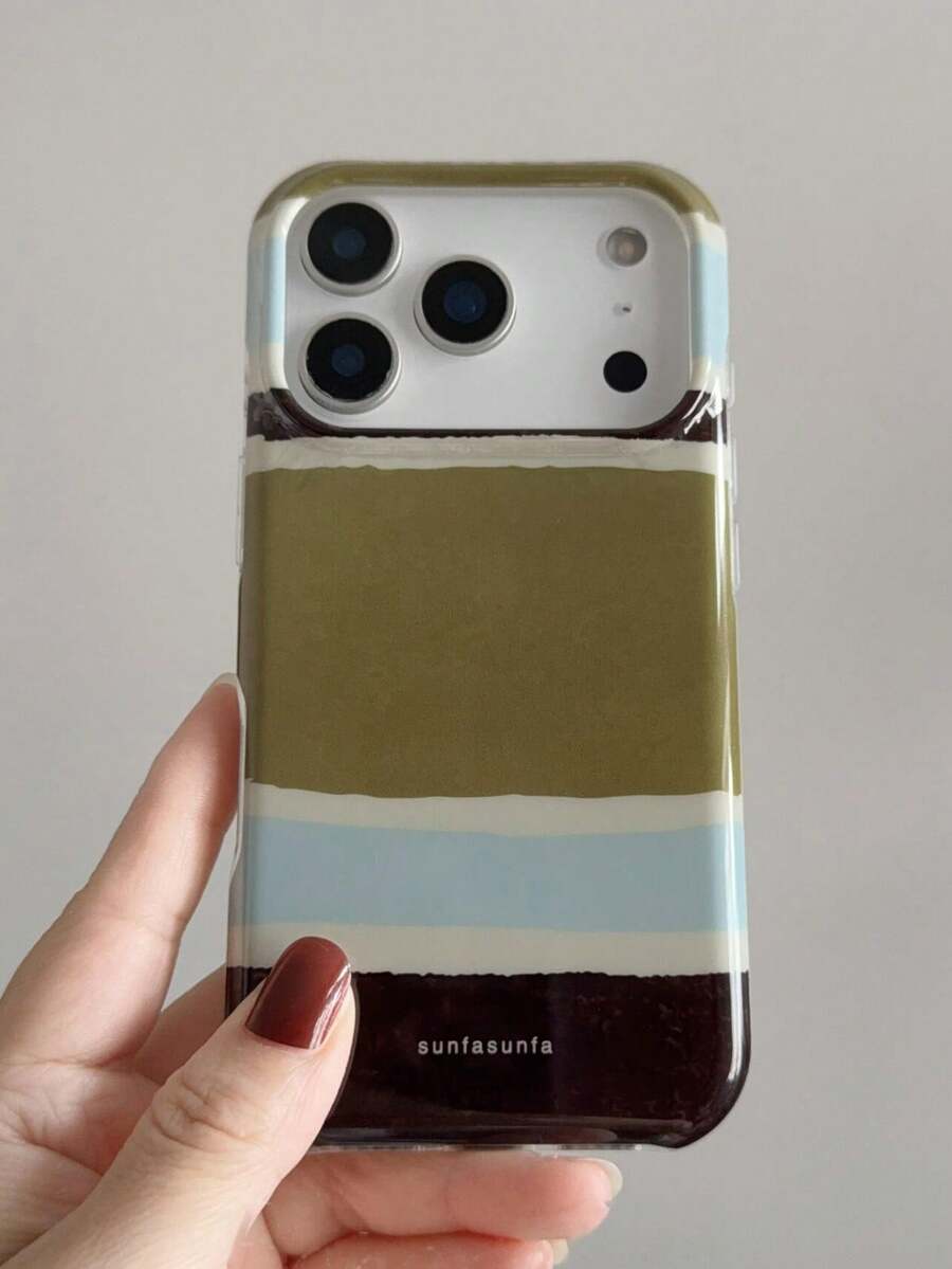 Retro Dark Green Striped Shockproof Bumper Back Phone Case Compatible With IPhone 17 Pro Max 17 Pro 17 Air 16 15 14 13 12 Pro Max 14 15 16 Plus 11 17 Minimalist Style Cases Cover For Women