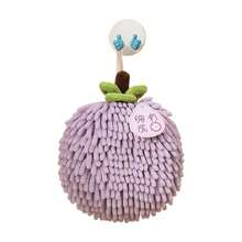 Toalla de mano de fruta de dibujos animados, paño de cocina de secado rápido, toalla de mano gruesa para colgar en la cocina y el baño, pañuelo creativo - Morado - Ver 1