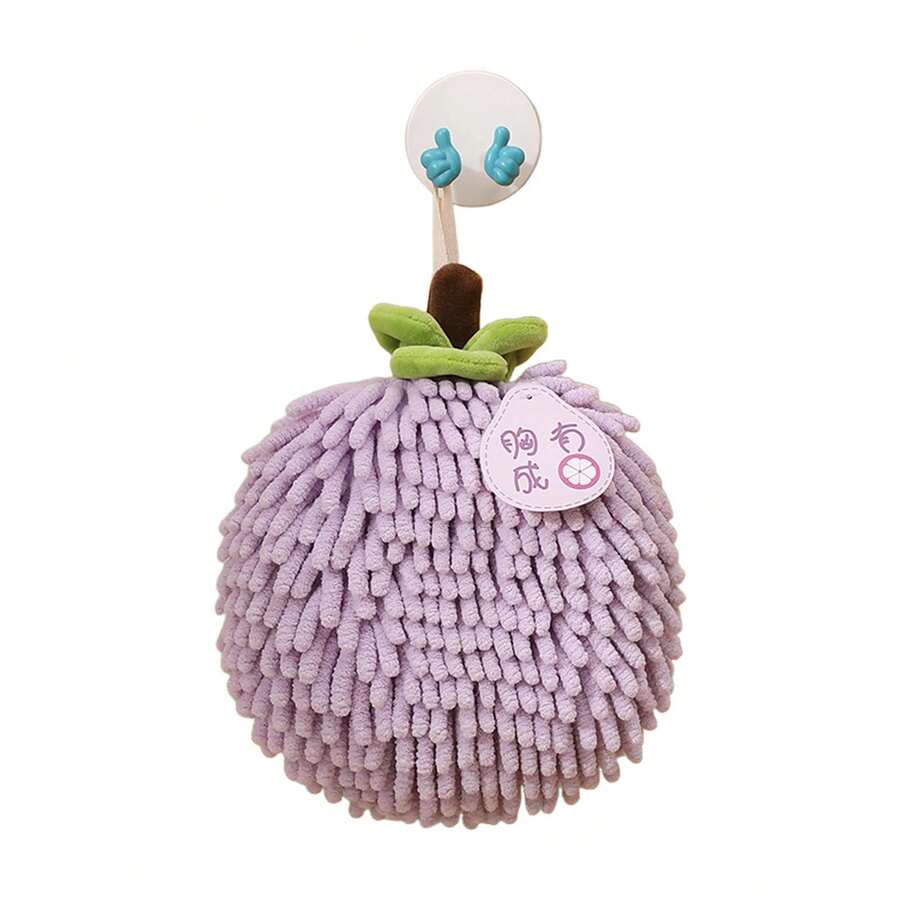 Toalla de mano de fruta de dibujos animados, paño de cocina de secado rápido, toalla de mano gruesa para colgar en la cocina y el baño, pañuelo creativo - Morado - Ver 1