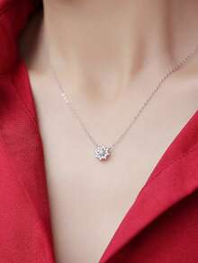 925 Sterling Silver Moissanite Pendant Necklace, Hypoallergenic, Elegant Gift For Women, Suitable For Mother's Day, Valentine's Day, Engagement, Wedding, Birthday, Anniversary, Formal Occasions