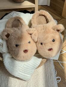 Damskie, urocze, pluszowe kapcie EVA z motywem misia z kreskówki, wygodne, puszyste, wsuwane kapcie do noszenia wewnątrz i na zewnątrz, odpowiednie na zimę