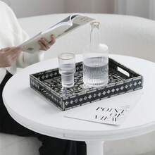 1pc Black Mother Of Pearl Tray, Modern Handmade Shell Catchall Dish, Coated With Melted Paint - Suitable For Christmas, Halloween, Thanksgiving, Valentine's Day And Other Occasions - Black - View 2