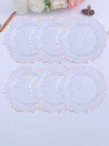 6/48pcs 12.6" Reusable Plastic Plates With Coral Reef Pattern, Available In Light Gold, Gold, Silver, Rose Gold, Suitable For Garden Parties, Christmas Decor, Wedding Main Plates - Multicolor - View 14