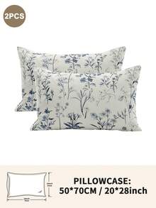 Bộ 1/2/4 vỏ gối in hình cành lá hoa (không bao gồm ruột gối), mềm mại và thoải mái, phù hợp cho mọi mùa. - Nhiều màu - Xem 20