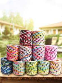 1 Roll Raffia Paper Ribbon, Colorful Gift Wrapping Ribbon, Suitable For Birthday Party, Christmas Celebration, DIY Crafts, Gift Packaging, Holiday Gifts, Floral Arrangement, Macrame - Multicolor - View 6