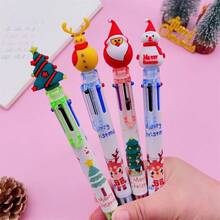 5pcs/Set Christmas 6-Color Cartoon Santa Claus Retractable Ballpoint Pens, 10-Color Decorative Pens For Journaling, Student Prizes - Multicolor - View 8