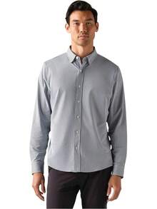 Men's Commuter Shirt, Performance Dress Shirts For Men, Machine Washable, Wrinkle Resistant, Slim Fit Button Down Shirthalloween - Pine Multi Stripe - View 1