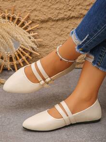 Pantofi sport cu vârful ascuțit pentru femei, mărime mare 35-45, mocasini noi pentru primăvară/toamnă, pentru naveta zilnică în aer liber, pantofi de lucru bej cu fund moale, mocasini pentru șofat - PU bej - Vizualizare 4