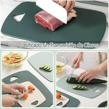 Juego de Tablas para Cortar de Plstico de 3 Piezas, Tablas para Picar Cocina, Tabla de Picar de Doble cara, Para Carne/Verduras/Frutas con Asas Antideslizantes, Fcil de Limpiar rosa - verde + 2l x 2an cm - Ver 6