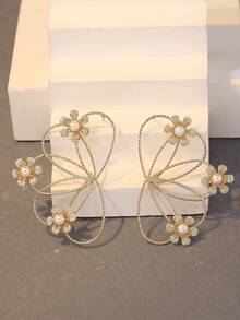 1 Paar modische Herz-Patchwork-Ohrringe für Frauen, mit Glas-Perlen besetzt, geeignet für den täglichen Gebrauch und als Schmuckgeschenk für Feiertage