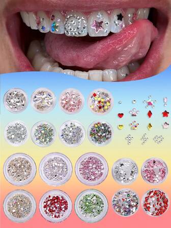 novani 230 piezas Kit de gemas para dientes, kit de decoración de joyas de dientes de rhinestone, accesorios de dientes de moda unisex, gemas de dientes de cristal brillante, fácil de instalar y , duradero y elegante