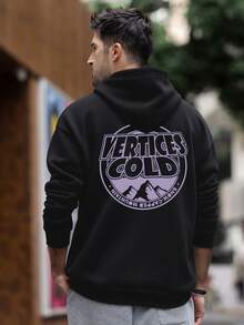 Áo hoodie nỉ họa tiết chữ và phong cảnh đường phố dành cho nam, Thu/Đông, Áo dài tay - màu đen - Xem 3