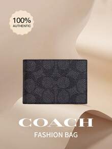 Coach Leather Compact Billfold Wallet With RFID Blocking For Men And Women. Features A Business Card Holder, ID Window, And 2 External Credit Card Slots - Black - View 5