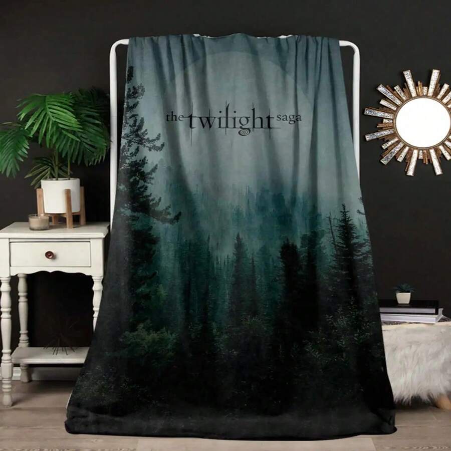 Twilight Saga Fleece Blanket – Soft, Cozy Flannel Throw With Forest Moonlight Design – All-Season Comfort For Naps, Gifts, And Home Decor, Gift For Fans |   Contemporary Blanket |   Polyester Throw - 彩色 - 查看 1
