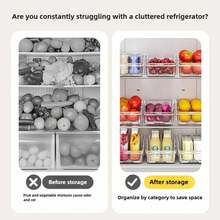 Clear Visible Classified Storage Fridge Organizer Bins Fruit Vegetable Food Drink Refrigerator Storage Containers Home Fridge Essential Must-Have For Housewives Popular Fridge Organizer - 1 cái có khay thoát nước - Xem 3