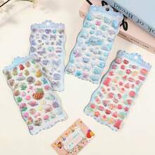 Pegatinas 3D de dibujos animados lindos, pegatinas transparentes en relieve y creativas para scrapbooking, pegatinas decorativas de piedras preciosas de cristal para manualidades de niños, regalo de Navidad/Acción de Gracias/cumpleaños para niños