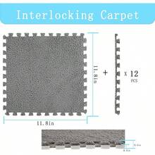 Alfombra entrelazada de espuma EVA suave, esponjosa, alfombra protectora para piso, tapete de ejercicio para niños, habitación de los niños, sala de casa, recámara, 12 piezas, color negro - gris - Ver 3