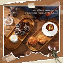 2pcs Wood Serving Trays 12x4in Charcuterie Boards Oval Wooden Plates Wood Serving Platter Cheese Dinner Plates Bulk For Dessert Snack Bread Fruit Appetizer Dishes For Kitchen Decoration, It Can Be Used For Party, Buffet, Barbecue, Hotel Etc - 2 件套砧板 - 查看 6