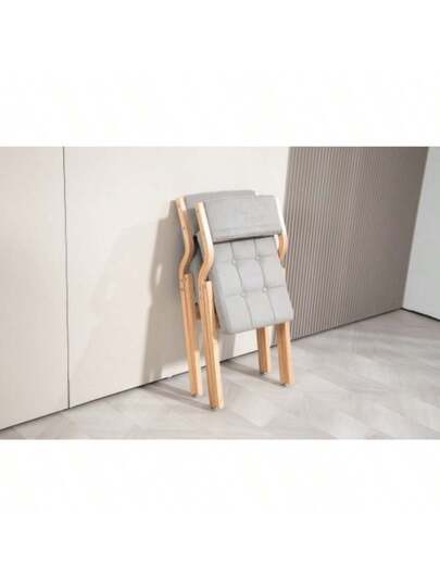 HOMEFUN Folding Chairs Cushion, Wooden Padded Pack, Portable Assembled Dining Stoel Guests Kitchen Office Wedding Grijs view 4