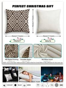 Bộ 4 vỏ gối trang trí, họa tiết hình học, vỏ gối làm từ sợi polyester chống dị ứng 100%, chất liệu vải lanh cổ điển, khóa kéo ẩn, có thể giặt bằng máy, thiết kế đường nét hiện đại tối giản, khóa kéo, vỏ gối trang trí nhà cho ghế sofa, phòng khách, phòng ngủ, không có ruột gối - Nâu sô cô la đen - Xem 7