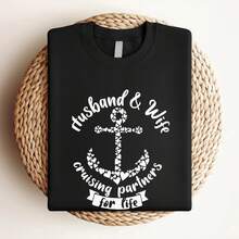 180g pure Cotton Couples Cruise T-shirts, Family Cruising Shirts, Husband And Wife Shirts, Couple Matching Tees, Cruise Vacation Outfit, Couple Travel Gifts Slightly Casual Summer Versatile Comfortable women graphic Soft Stretched fashion designer clothes - Negro - Ver 3