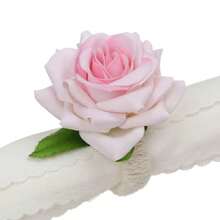 6pcs Champagne Rose Napkin Rings, Holiday Hotel Napkin Holders, Linen Rope Napkin Rings, Floral Napkin Rings - Multicolor - View 9