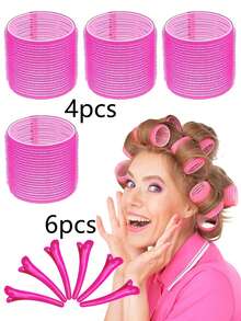 10 Pcs Jumbo Hair Curlers Rollers Large Hair Rollers With Clips, Self-Grip Hair Curlers, Suitable For Long/Medium/Short Hair, Bangs, Diy Curlers 2.36in,1.9in,1.53in,Mother's Day Valentine's Day Couple Gift Essential Curling Tools For Families ,Hair Styling Tools