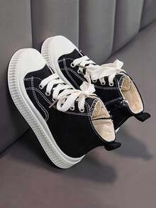 Children's Sports Shoes For Outdoor & Indoor, Boys & Girls Black Sneakers, Suitable For Spring, Summer, Autumn & Winter, Breathable Anti-Slip Zipper Design Canvas Shoes For School & Students - Black - View 13