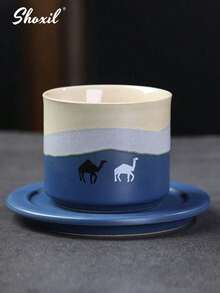 shoxil 1 件骆驼图案陶瓷茶杯盘套装，咖啡杯盘套装，茶杯套装，渐变咖啡杯，80毫升浓缩咖啡杯。适用于下午茶、家庭聚会、卧室、客厅、书房、咖啡厅 - Cup - 查看 15