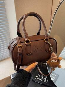 Borsa a tracolla in pelle vintage di colore unito con doppia cinghia, popolare borsa da donna per l'autunno e l'inverno, portafoglio in pelle, ultima moda borse in pelle da donna, perfetta abbinata per i vestiti autunnali da donna